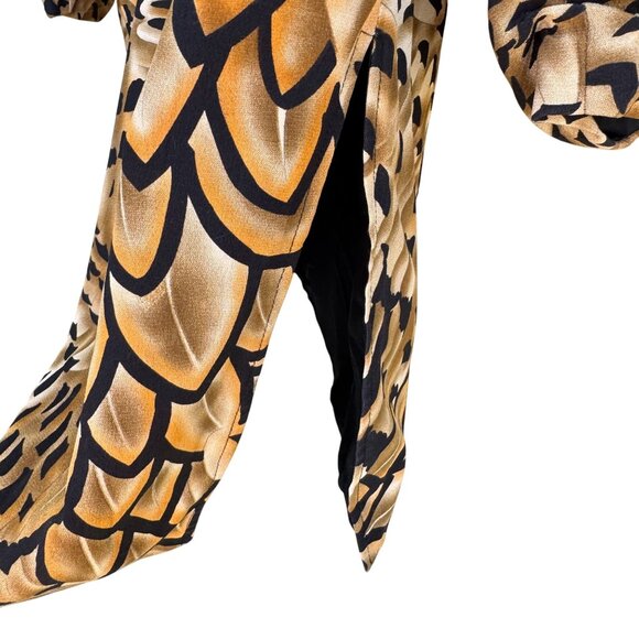 Diane Gilman Vintage Silk Abstract Feather Print Artsy Designer Blazer Jacket S - Picture 6 of 9